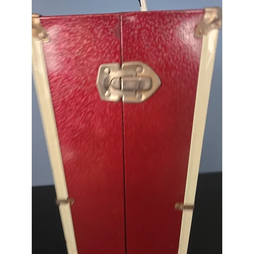 Vintage Red Metal Latch Hinged Doll Trunk Wardrobe 16